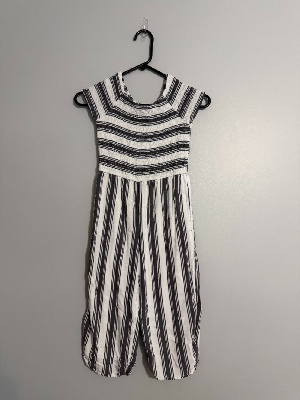 Abercrombie Kids Striped Jumpsuit | Size S/7/8 | Black & White